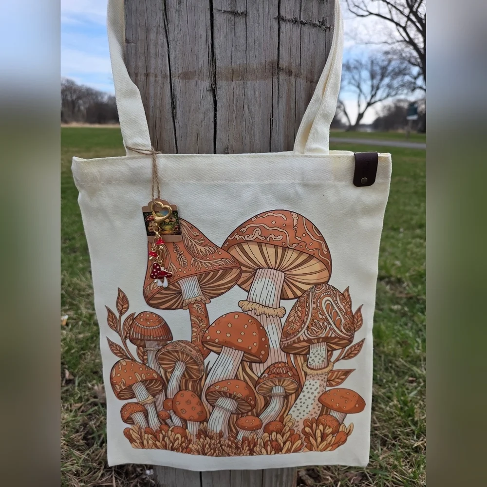 Mooshie Totes + Keychain  Canvas Tote Bag 13x15 NWT